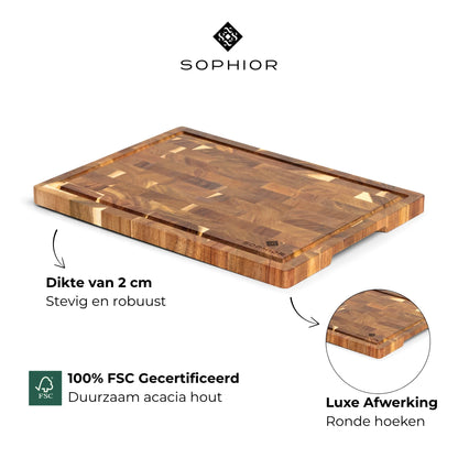 Snijplank van Acacia Hout - Kopshout - 35x25x2cm