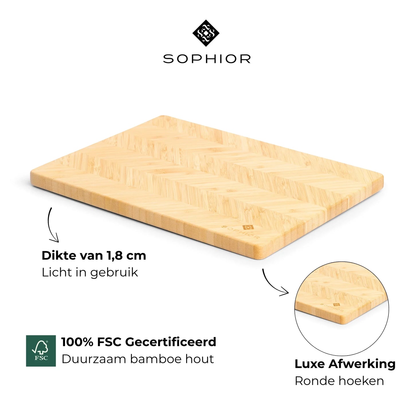 Snijplank van Bamboe Hout - 35x25x1.8cm