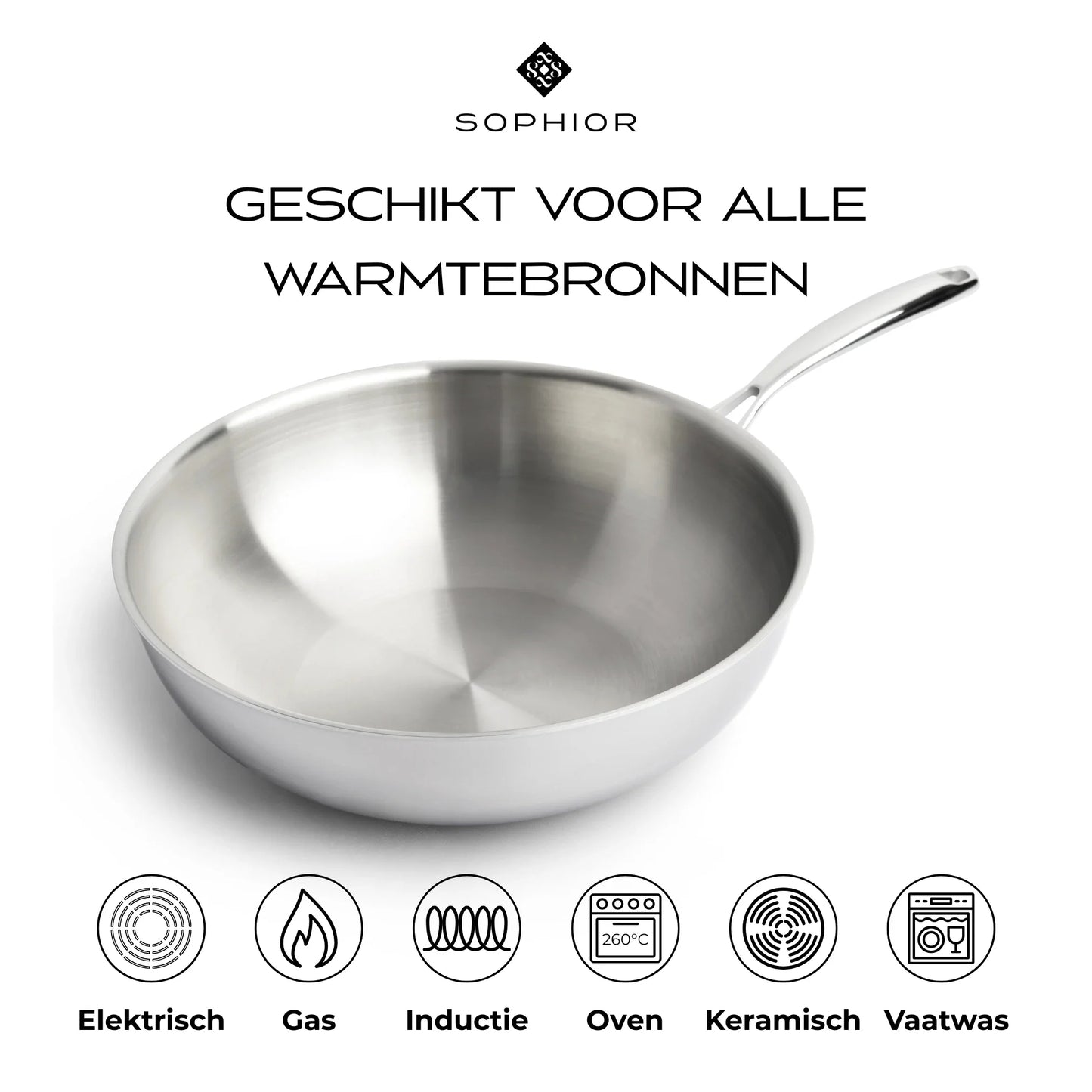 RVS Wokpan 30cm - 3-laags - 4,5L