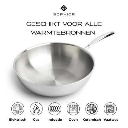 RVS Wokpan 30cm - 3-laags - 4,5L