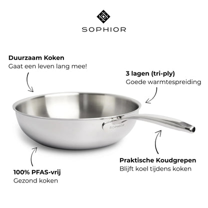 RVS Wokpan 30cm - 3-laags - 4,5L