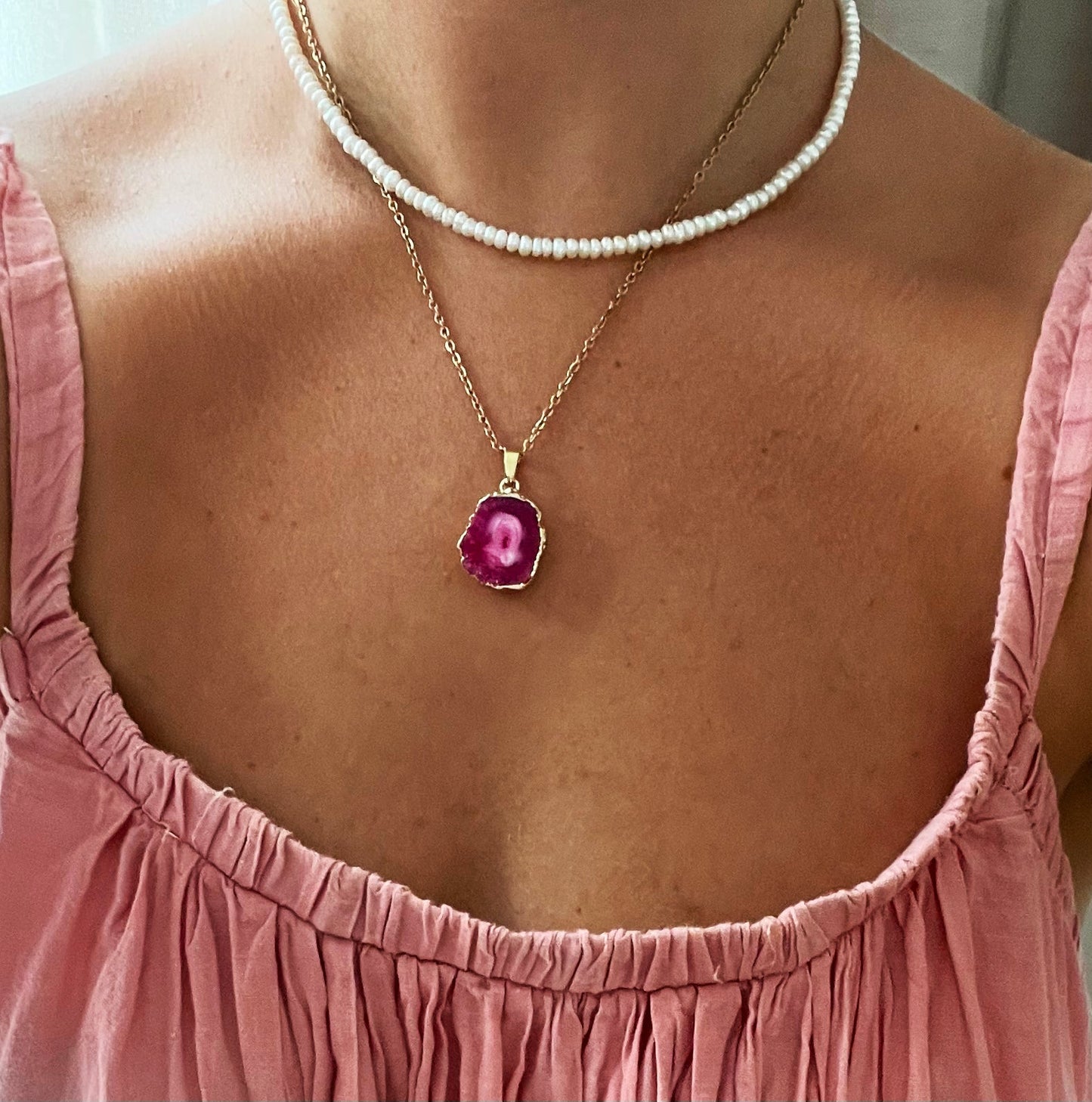 Roze Druzy Agate Ketting voor Liefde & Positiviteit