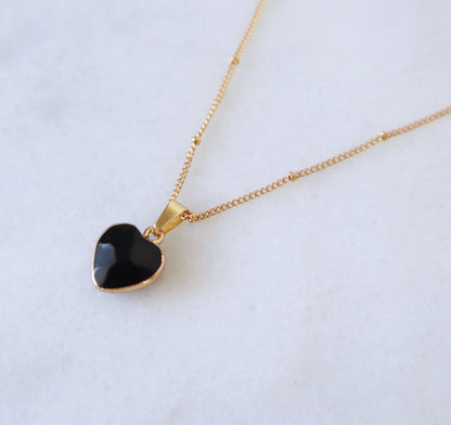 Zwart Tourmaline Hart Ketting voor Bescherming