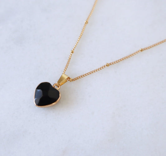 Zwart Tourmaline Hart Ketting voor Bescherming