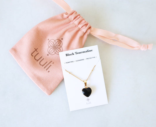 Zwart Tourmaline Hart Ketting voor Bescherming
