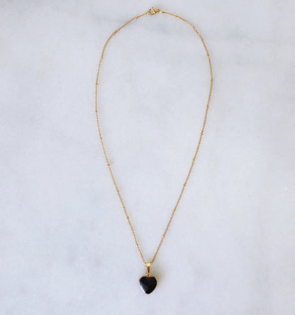 Zwart Tourmaline Hart Ketting voor Bescherming