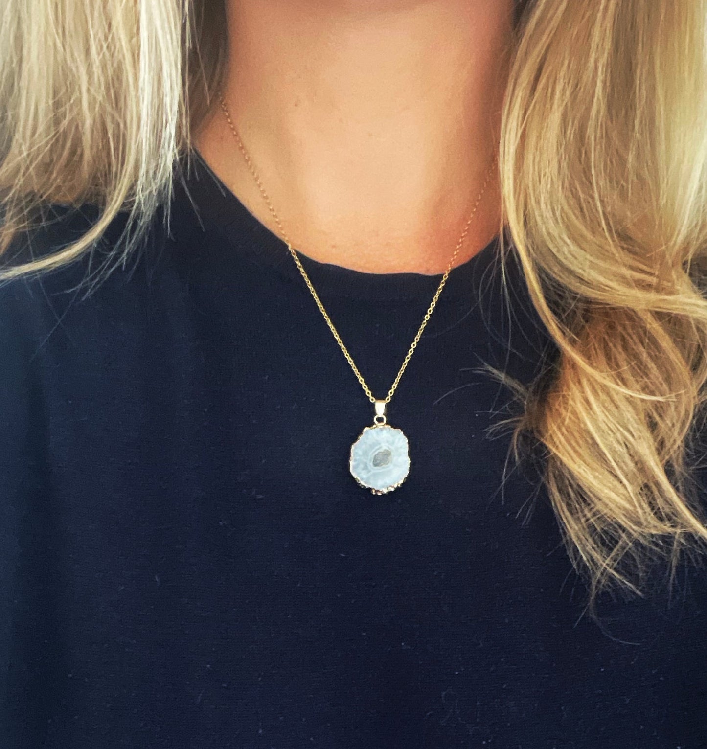 Witte Druzy Agate Ketting for Duidelijkheid & Positiviteit