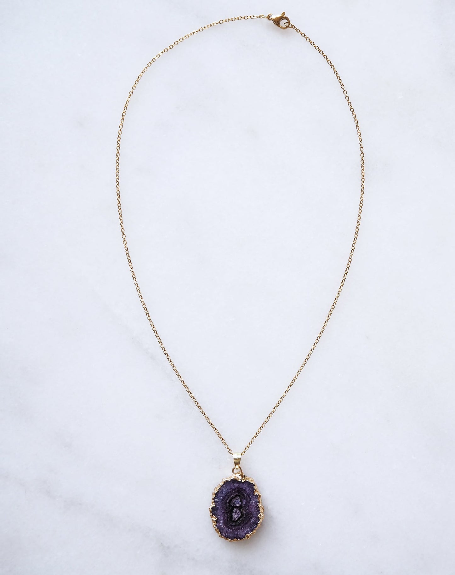 Paarse Druzy Agate Ketting voor Kalmte & Creativiteit