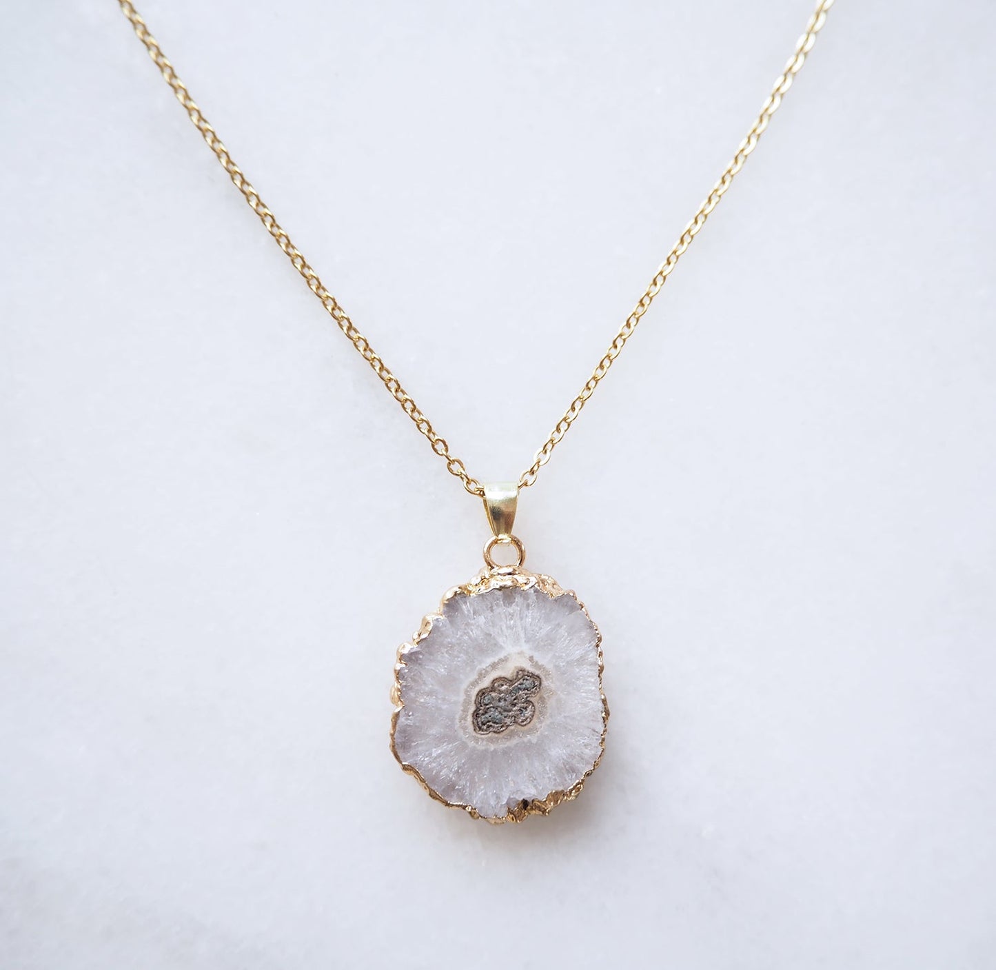 Witte Druzy Agate Ketting for Duidelijkheid & Positiviteit