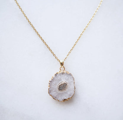 Witte Druzy Agate Ketting for Duidelijkheid & Positiviteit