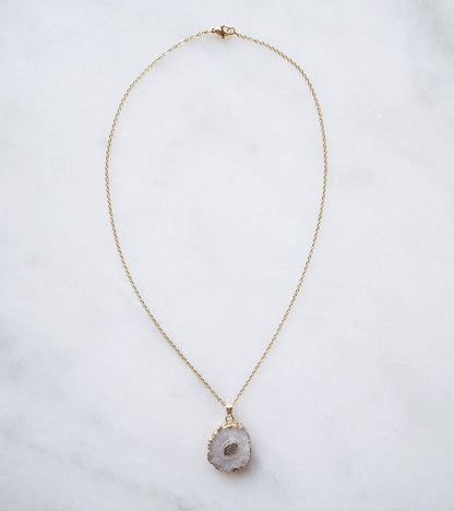 Witte Druzy Agate Ketting for Duidelijkheid & Positiviteit