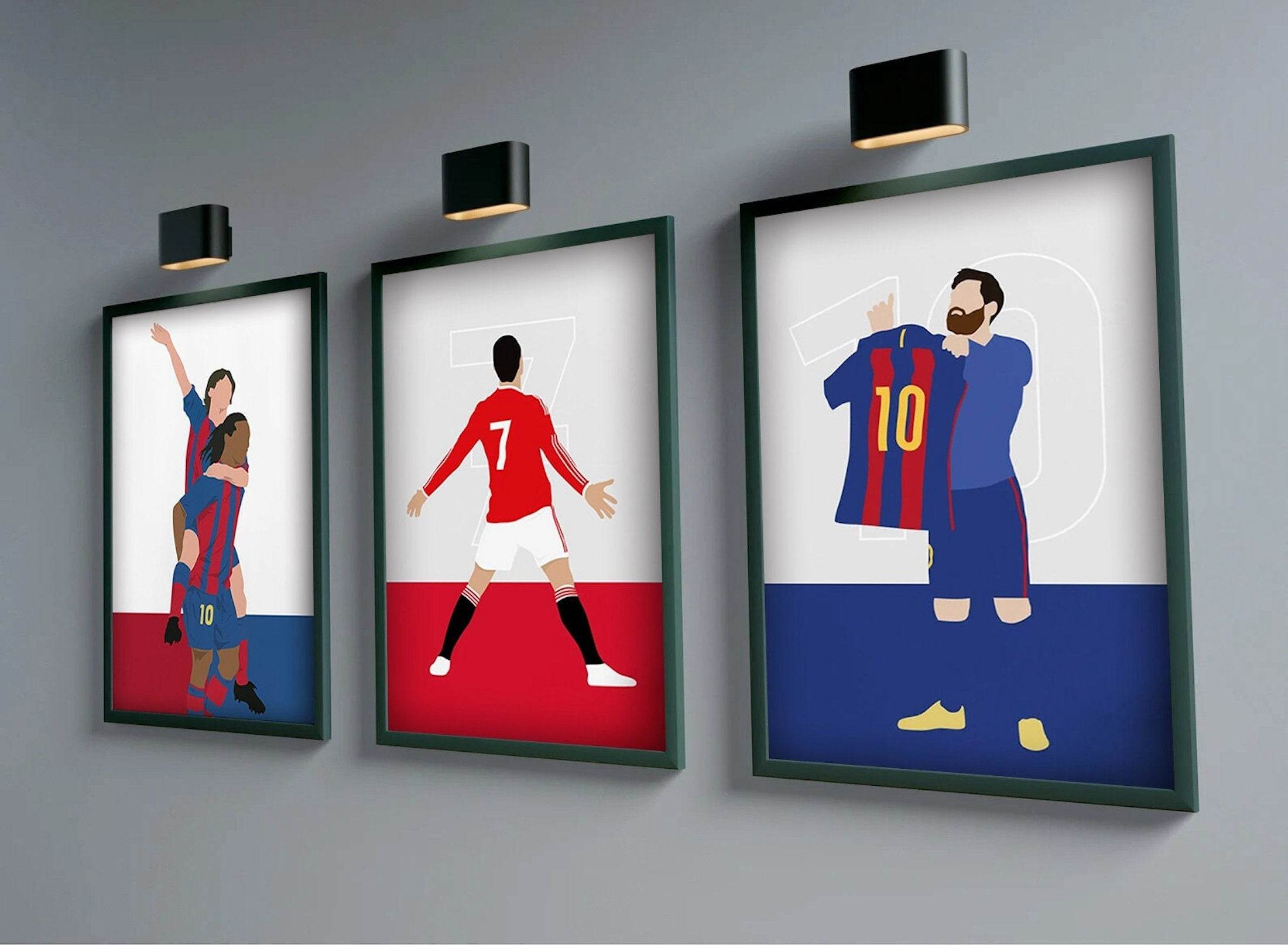 Poster Voetbal Messi, Ronaldo, Maradonna, Rooney en Benzema zonder gezicht zonder lijst - Ralphies.
