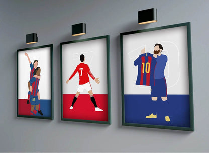 Poster Voetbal Messi, Ronaldo, Maradonna, Rooney en Benzema zonder gezicht zonder lijst - Ralphies.