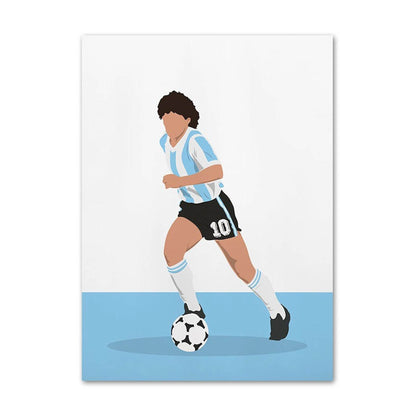 Poster Voetbal Messi, Ronaldo, Maradonna, Rooney en Benzema zonder gezicht zonder lijst - Ralphies.