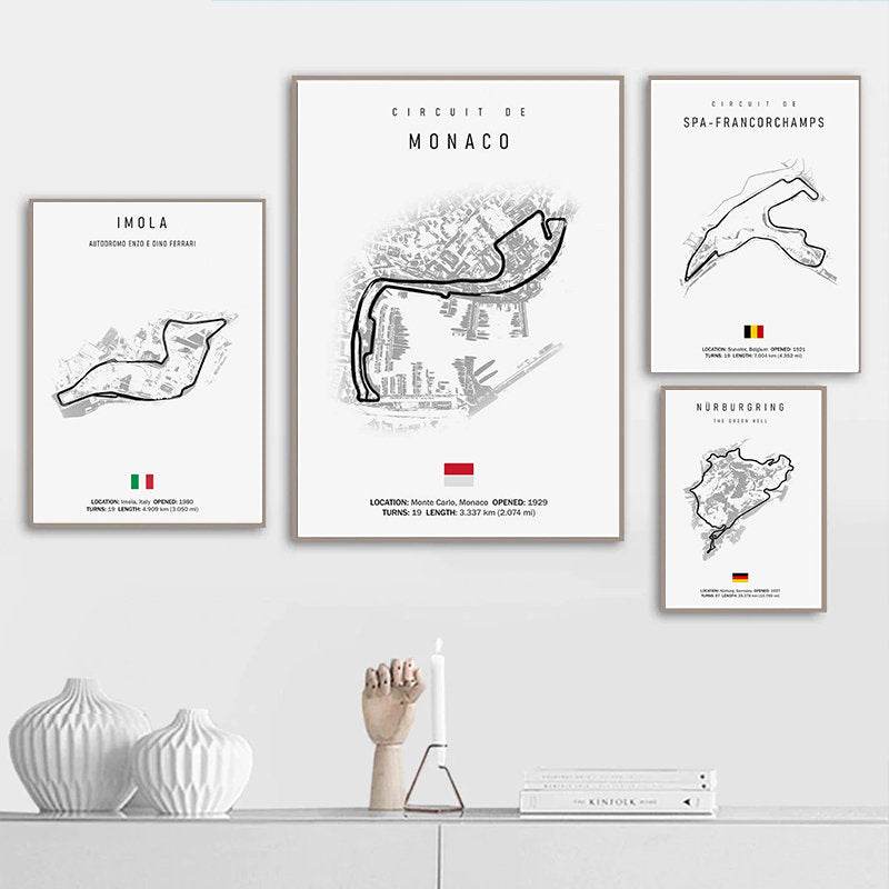 Poster Formule 1 2024 Circuits Grand Prix van Silverstone Laguna Seca zonder lijst - Ralphies.