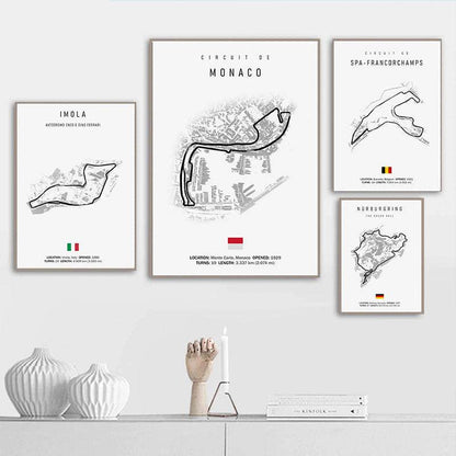 Poster Formule 1 2024 Circuits Grand Prix van Silverstone Laguna Seca zonder lijst - Ralphies.