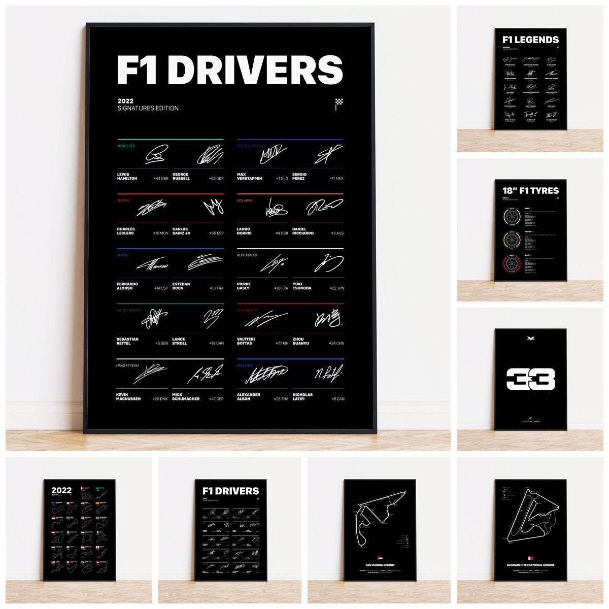 Poster Formule 1-coureurs Legendes Handtekeningen I Decoratieve print zonder lijst - Ralphies.