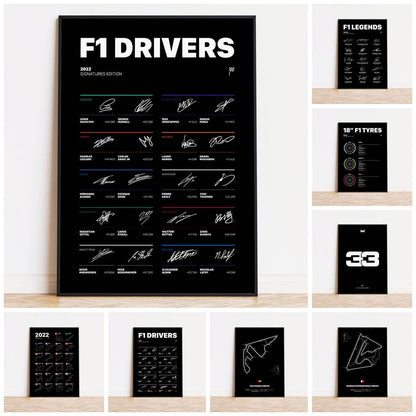 Poster Formule 1-coureurs Legendes Handtekeningen I Decoratieve print zonder lijst - Ralphies.