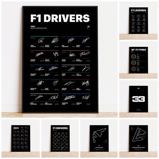 Poster Formule 1-coureurs Legendes Handtekeningen I Decoratieve print zonder lijst - Ralphies.