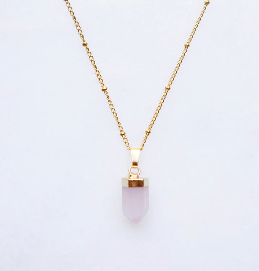 Rosé Quartz Punt Ketting voor Liefde & Vrede