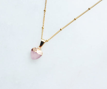 Rosé Quartz Hart Ketting voor Liefde & Vrede (S)