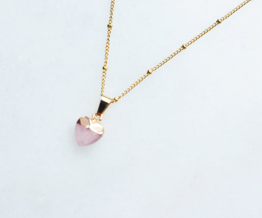 Rosé Quartz Hart Ketting voor Liefde & Vrede (S)