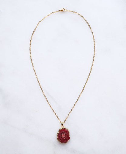 Aardbei Druzy Agate Ketting voor Liefde & Positiviteit