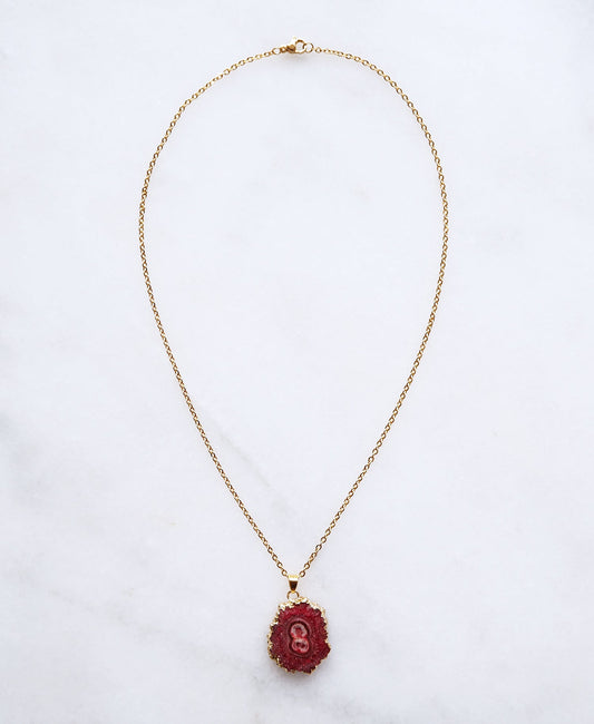Aardbei Druzy Agate Ketting voor Liefde & Positiviteit