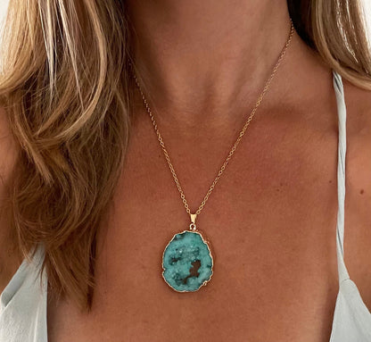 Turquoise Druzy Sprinkle Ketting voor Vertrouwen