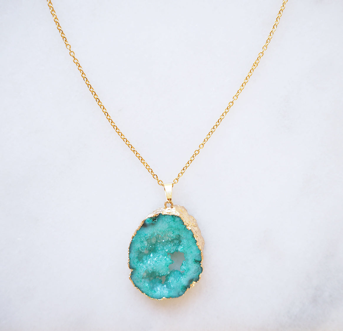 Turquoise Druzy Sprinkle Ketting voor Vertrouwen