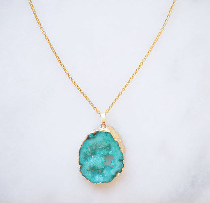 Turquoise Druzy Sprinkle Ketting voor Vertrouwen