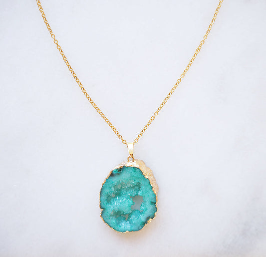 Turquoise Druzy Sprinkle Ketting voor Vertrouwen