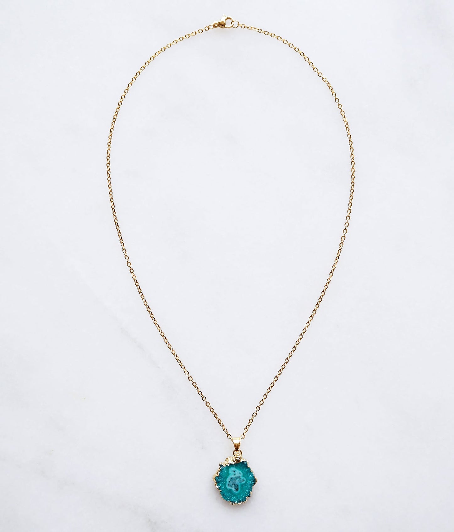 Turquoise Druzy Agate Ketting for Vertrouwen