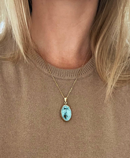 Turquoise Druzy Sprinkle Ketting (S)