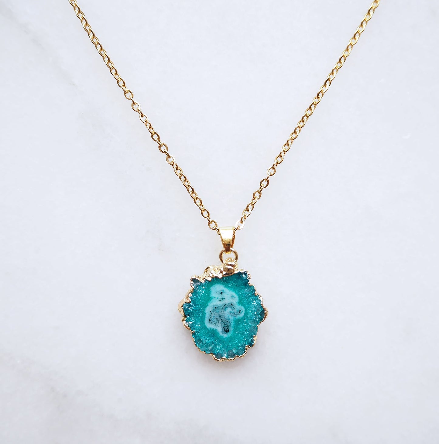 Turquoise Druzy Agate Ketting for Vertrouwen
