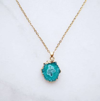 Turquoise Druzy Agate Ketting for Vertrouwen