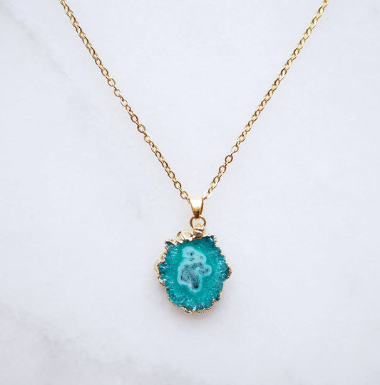 Turquoise Druzy Agate Ketting for Vertrouwen