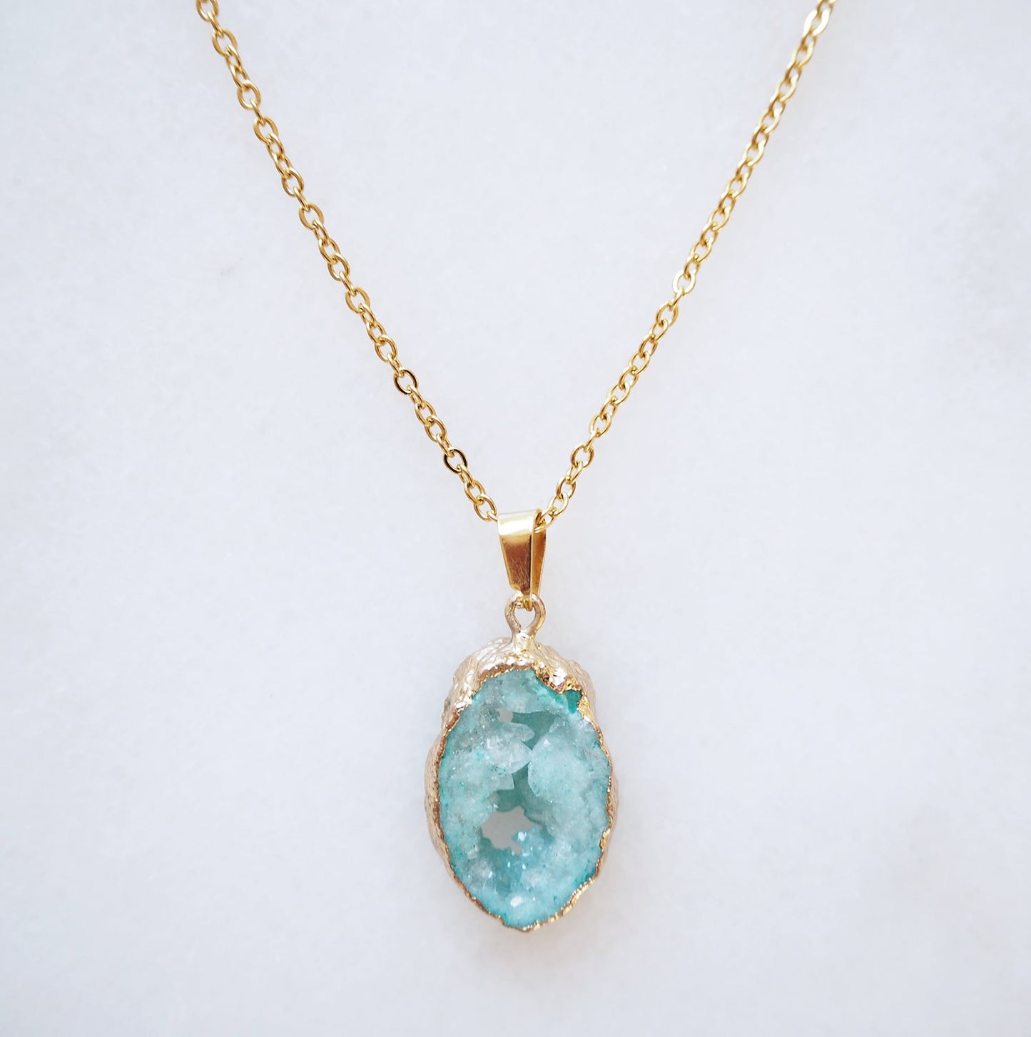 Turquoise Druzy Sprinkle Ketting (S)