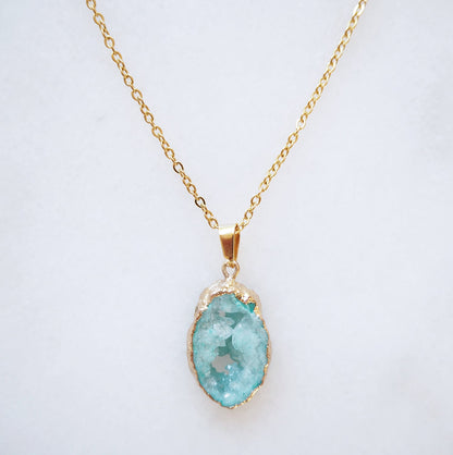 Turquoise Druzy Sprinkle Ketting (S)
