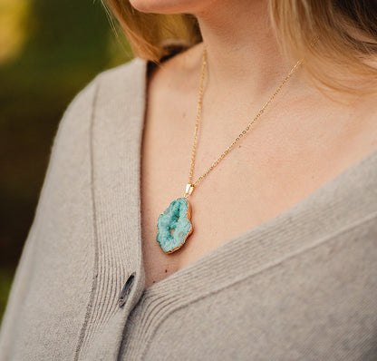 Turquoise Druzy Sprinkle Ketting voor Vertrouwen